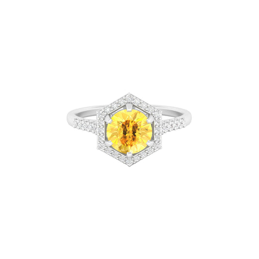 Citrine Ring with White Diamond in 18Kt White Gold 1.72cts