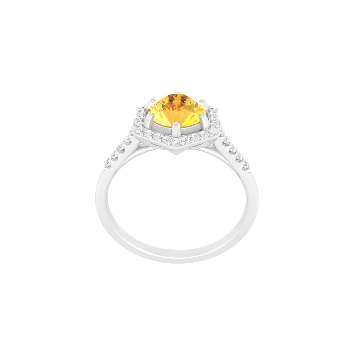 Citrine Ring with White Diamond in 18Kt White Gold 1.72cts