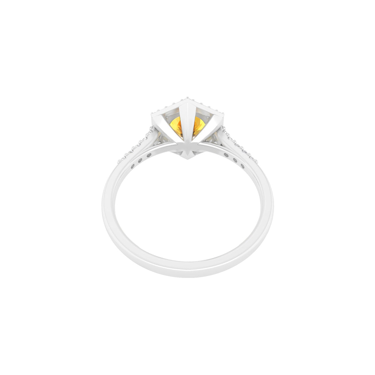 Citrine Ring with White Diamond in 18Kt White Gold 1.72cts