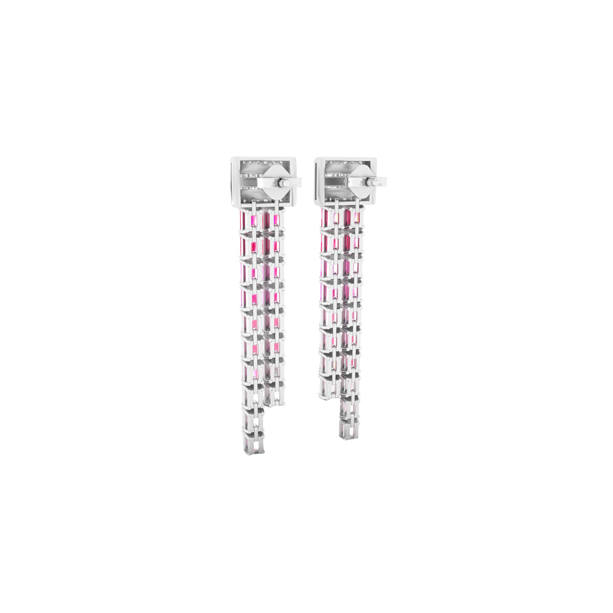 Pink Sapphire Earrings with White Diamond in 14Kt White Gold 11.97cts