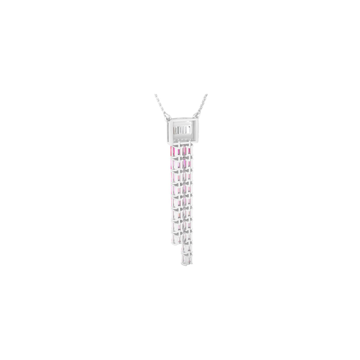 Pink & White Sapphire Pendant Necklace with White Diamond in 14Kt White Gold 5.99cts