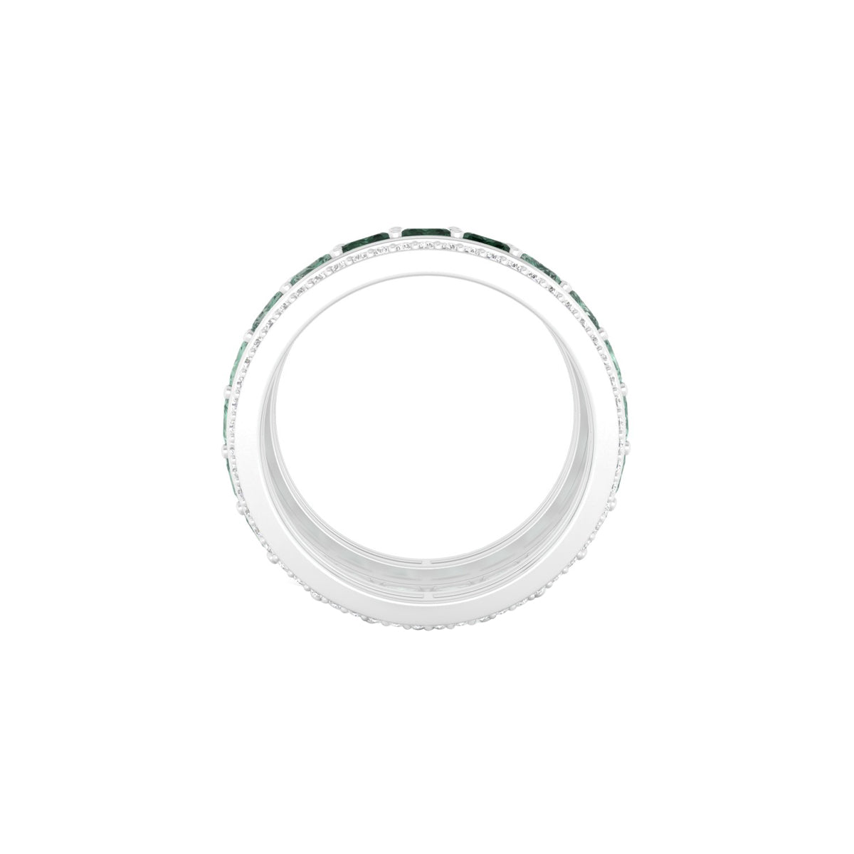 Green Sapphire Ring with White Diamond in 14Kt White Gold 6.33cts