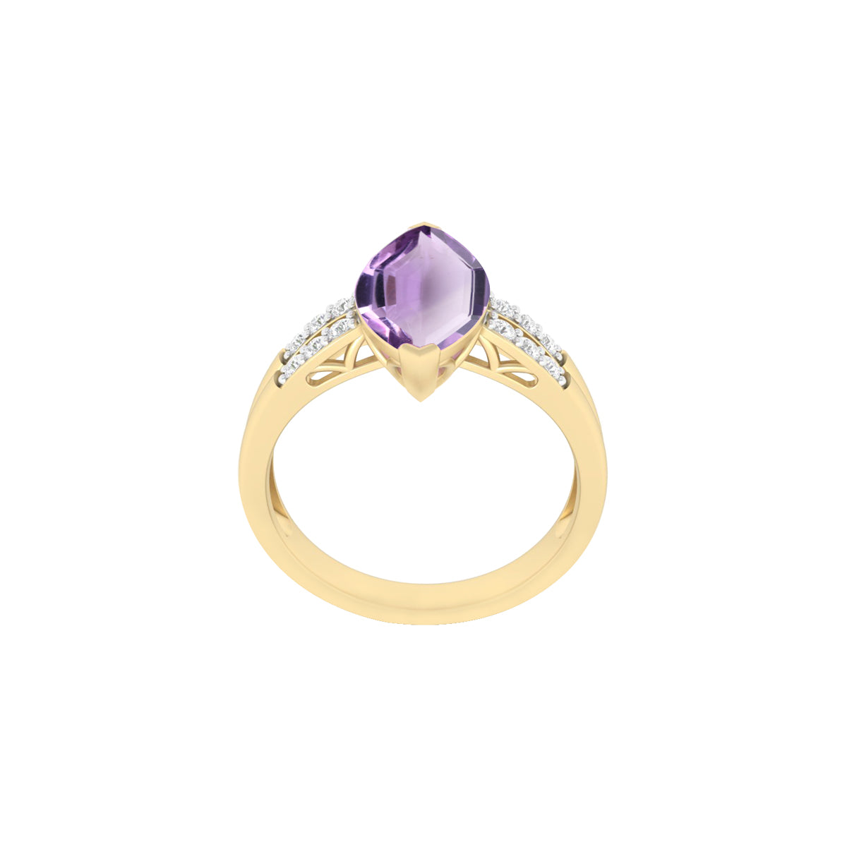 Amethyst Ring with White Diamond in 18Kt Gold 2.87cts