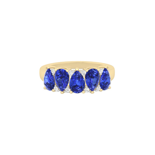 AA+ Tanzanite Ring with White Diamond in 18Kt Gold 2.18cts