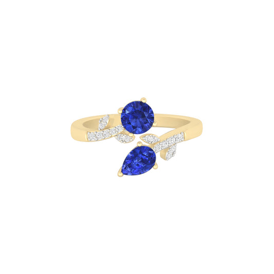 AA+ Tanzanite Ring with White Diamond in 18Kt Gold 1.09cts