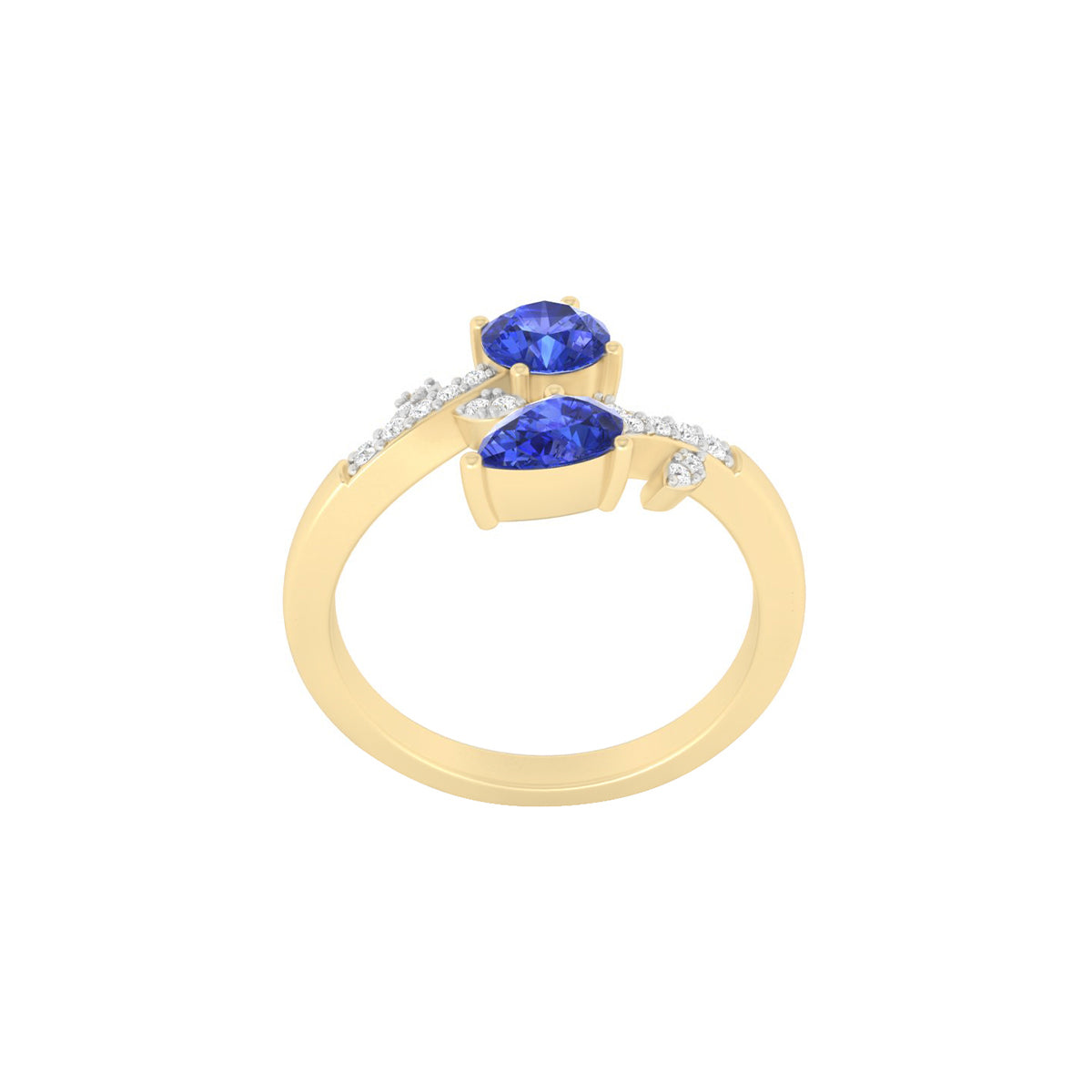 AA+ Tanzanite Ring with White Diamond in 18Kt Gold 1.09cts