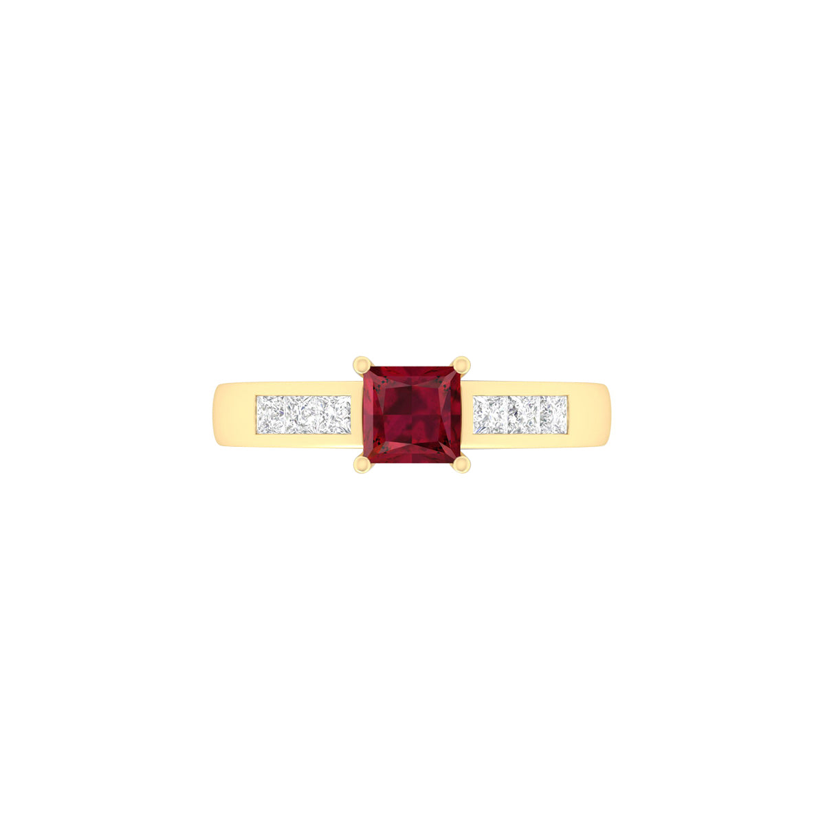 Glass-Filled Ruby Ring with White Diamond in 18Kt Gold 1.25cts