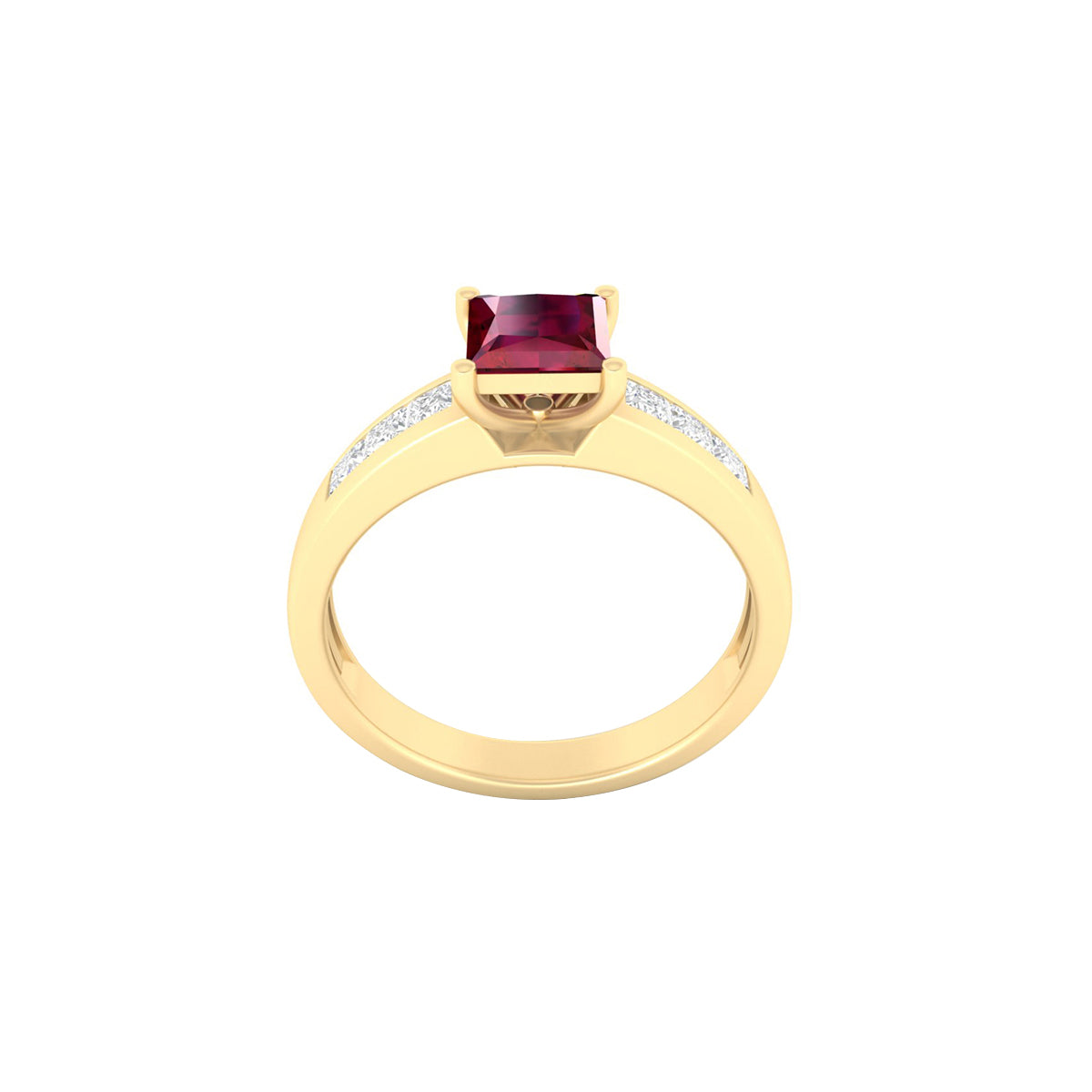 Glass-Filled Ruby Ring with White Diamond in 18Kt Gold 1.25cts