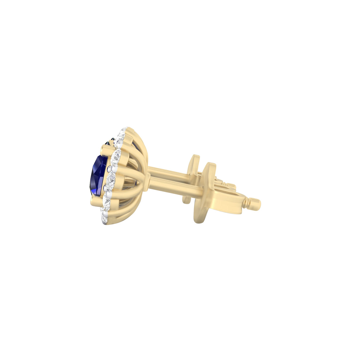 Glass-Filled Sapphire Earrings with White Diamond in 18Kt Gold 1.74cts