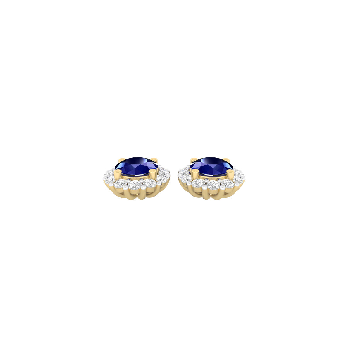 Glass-Filled Sapphire Earrings with White Diamond in 18Kt Gold 1.74cts