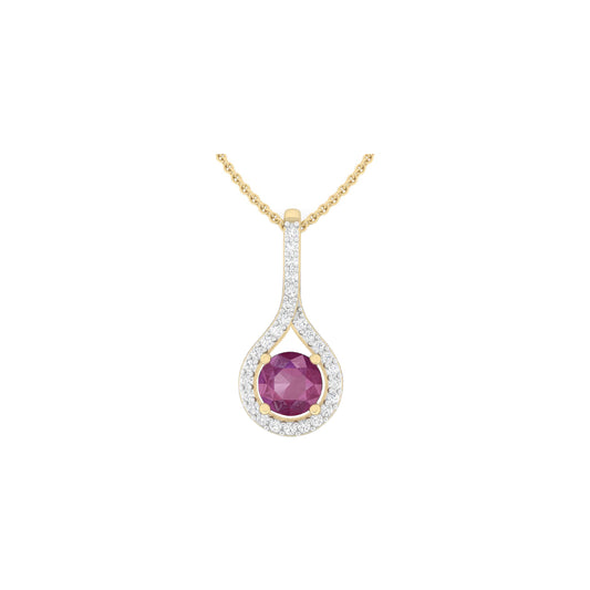 Indian Ruby Pendant with White Diamond in 18Kt Gold 1.44cts