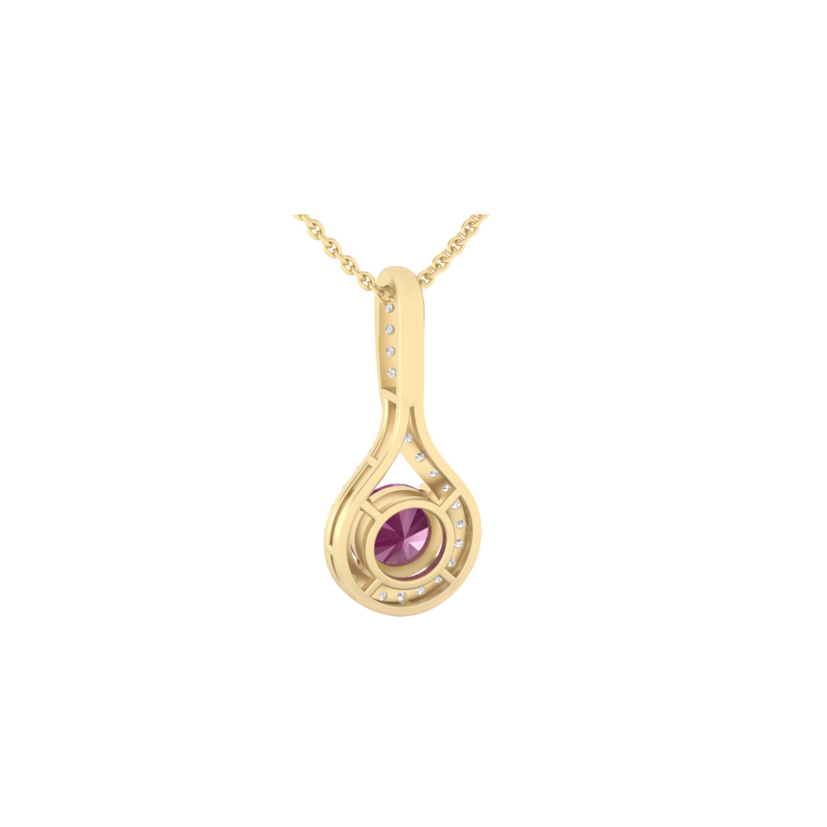 Indian Ruby Pendant with White Diamond in 18Kt Gold 1.44cts