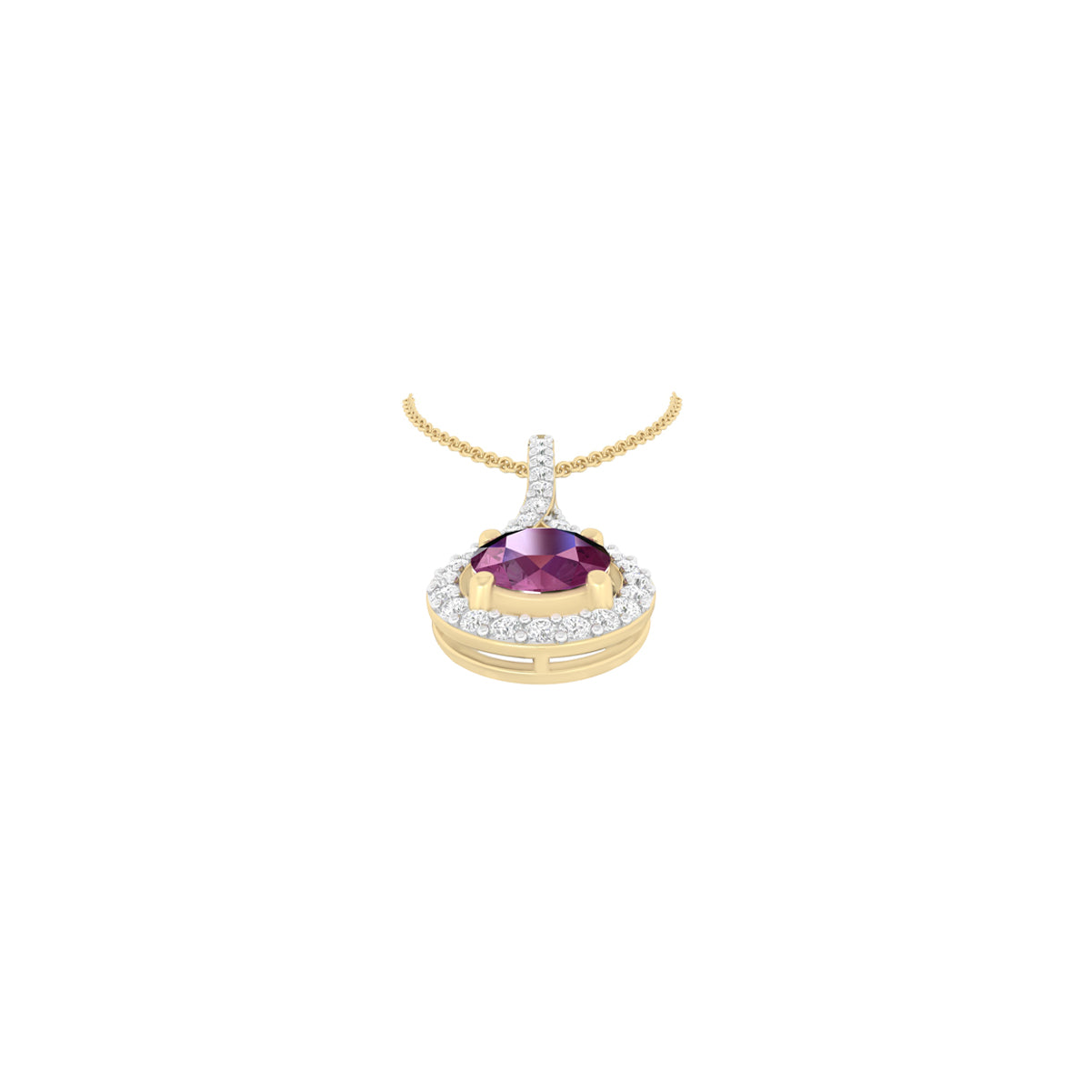 Indian Ruby Pendant with White Diamond in 18Kt Gold 1.44cts
