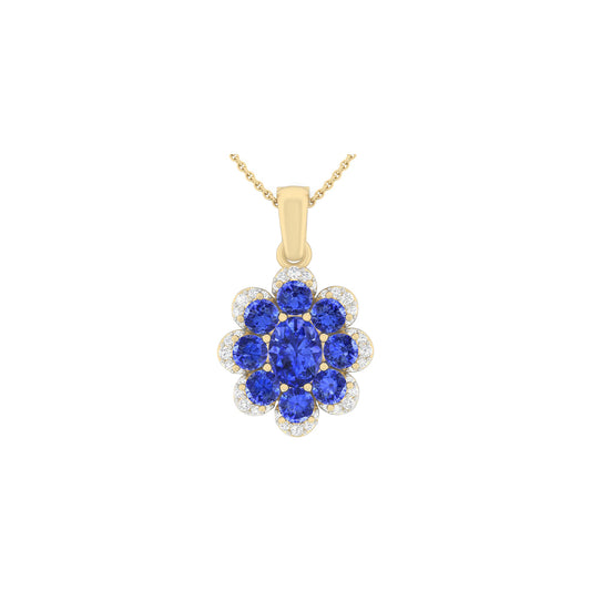 AA+ Tanzanite Pendant with White Diamond in 14Kt Gold 4.57cts
