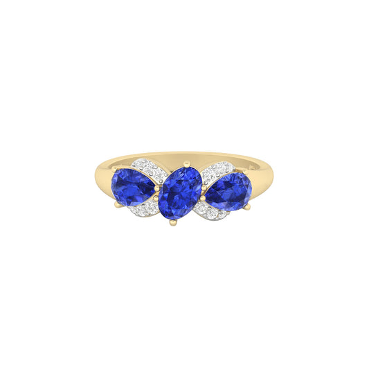 AA+ Tanzanite Ring with White Diamond in 18Kt Gold 1.42cts