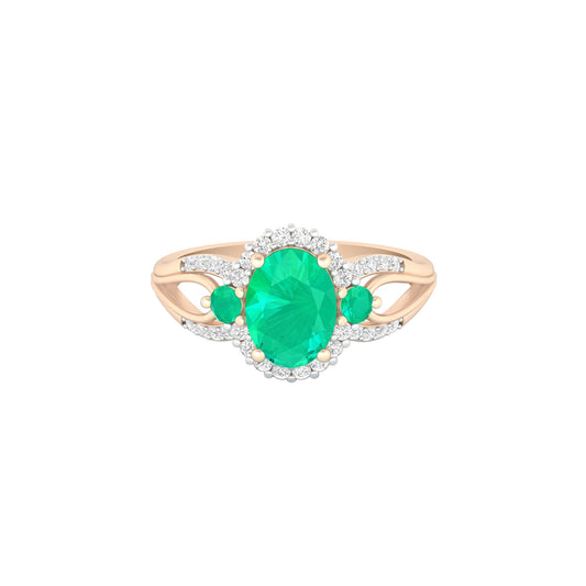 Zambian Emerald Ring with White Diamond in 18Kt Gold 1.53cts