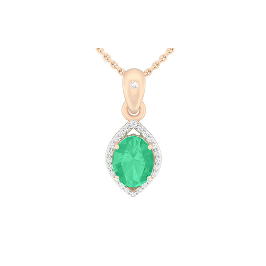 Zambian Emerald Pendant with White Diamond in 18Kt Gold 1.23cts