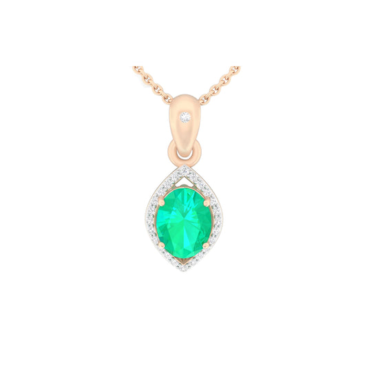 Zambian Emerald Pendant with White Diamond in 18Kt Gold 1.20cts