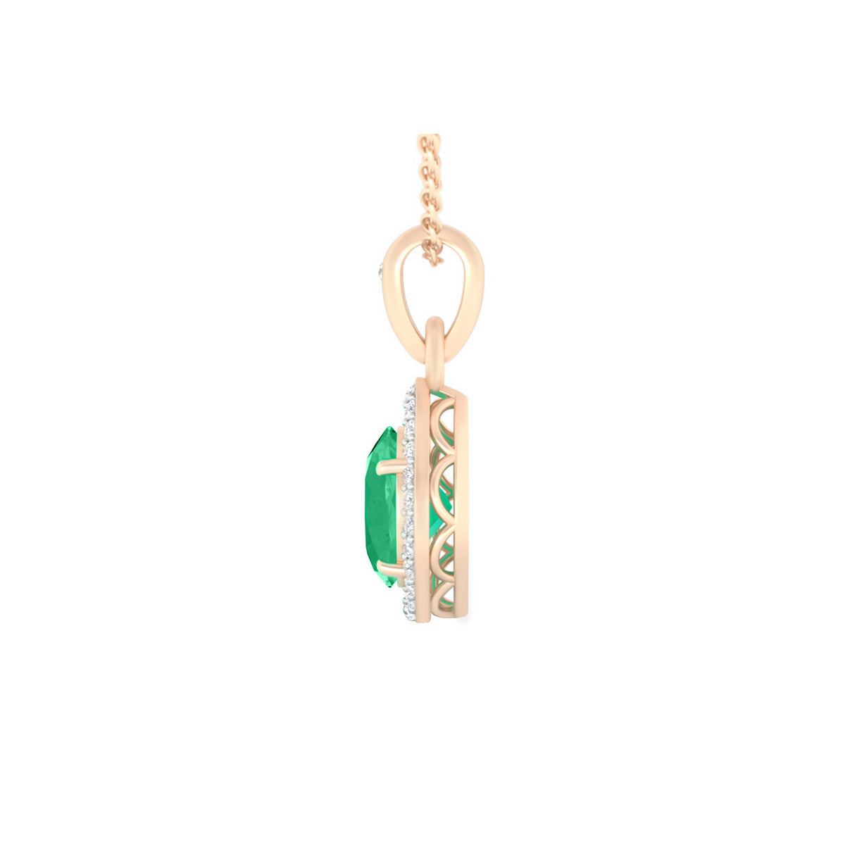 Zambian Emerald Pendant with White Diamond in 18Kt Gold 1.23cts