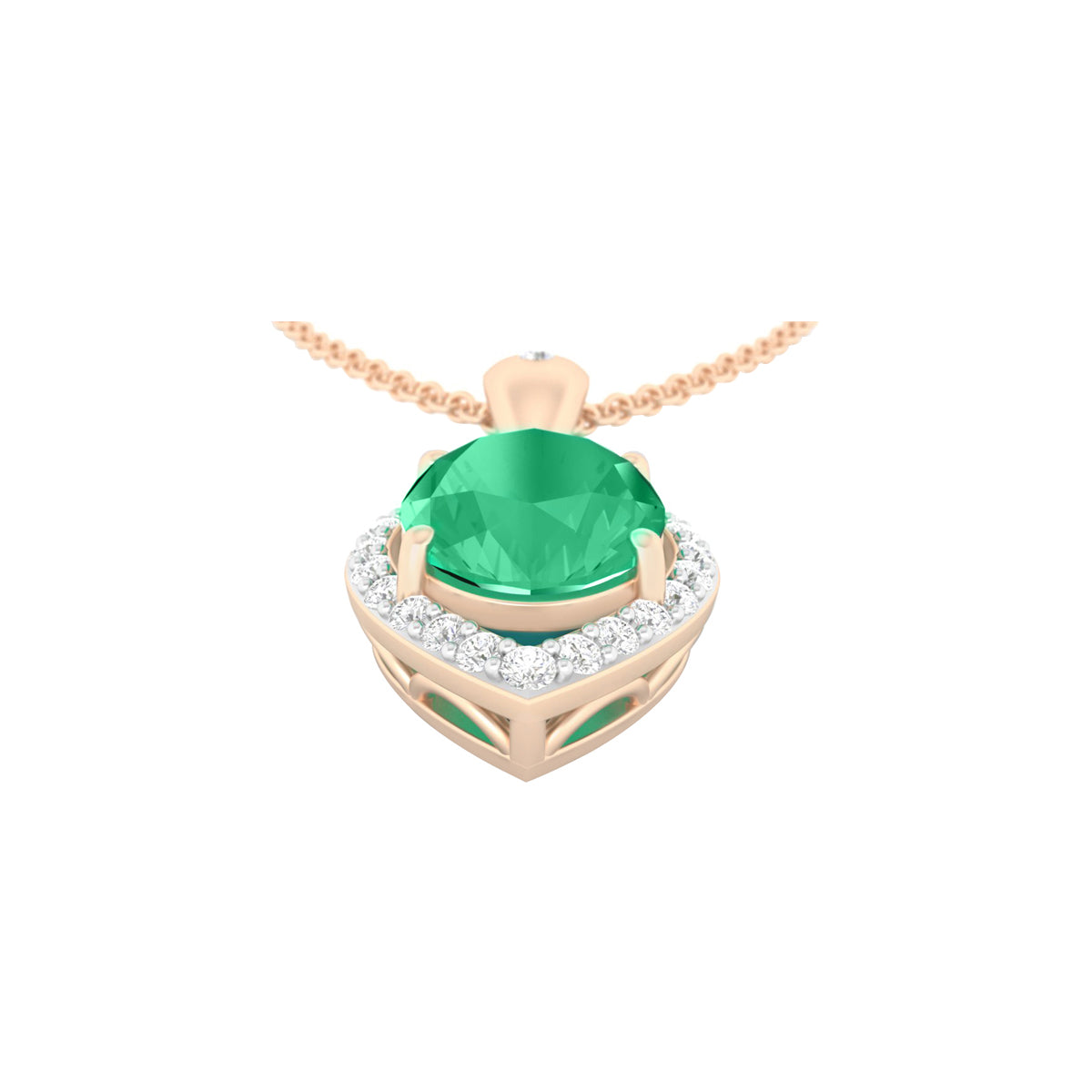 Zambian Emerald Pendant with White Diamond in 18Kt Gold 1.23cts