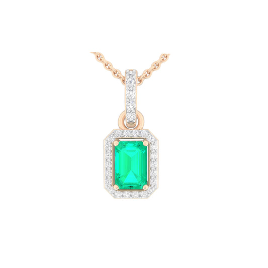 Zambian Emerald Pendant with White Diamond in 18Kt Gold 0.66cts