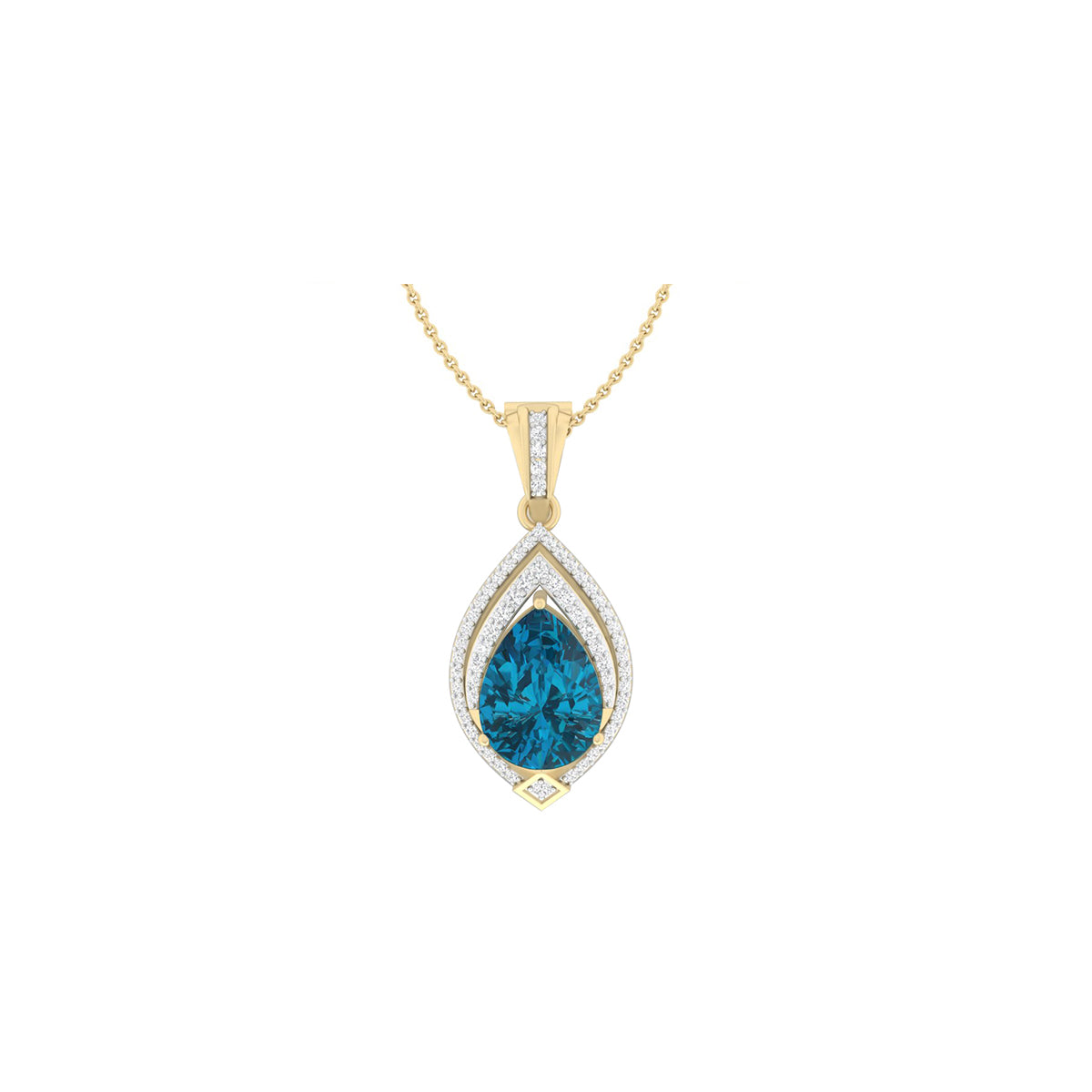 London Blue Topaz Pendant with White Diamond in 18Kt Gold 4.48cts