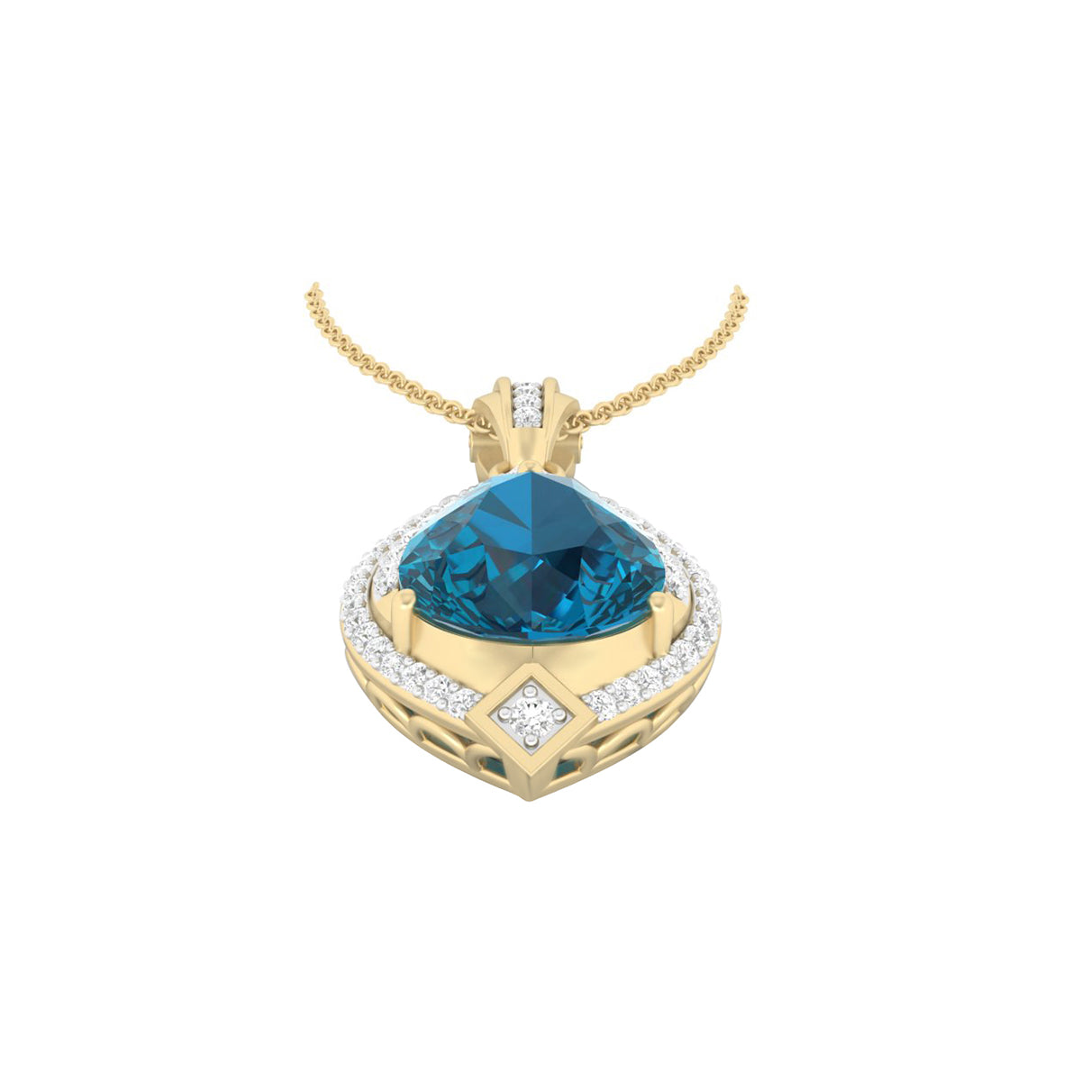 London Blue Topaz Pendant with White Diamond in 18Kt Gold 4.48cts