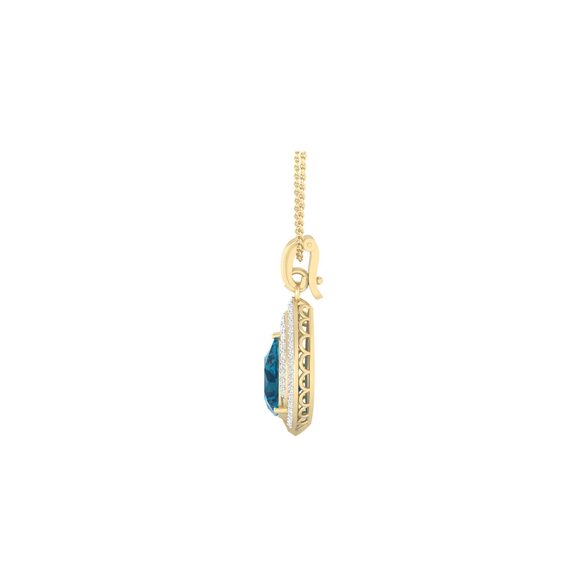 London Blue Topaz Pendant with White Diamond in 18Kt Gold 4.48cts