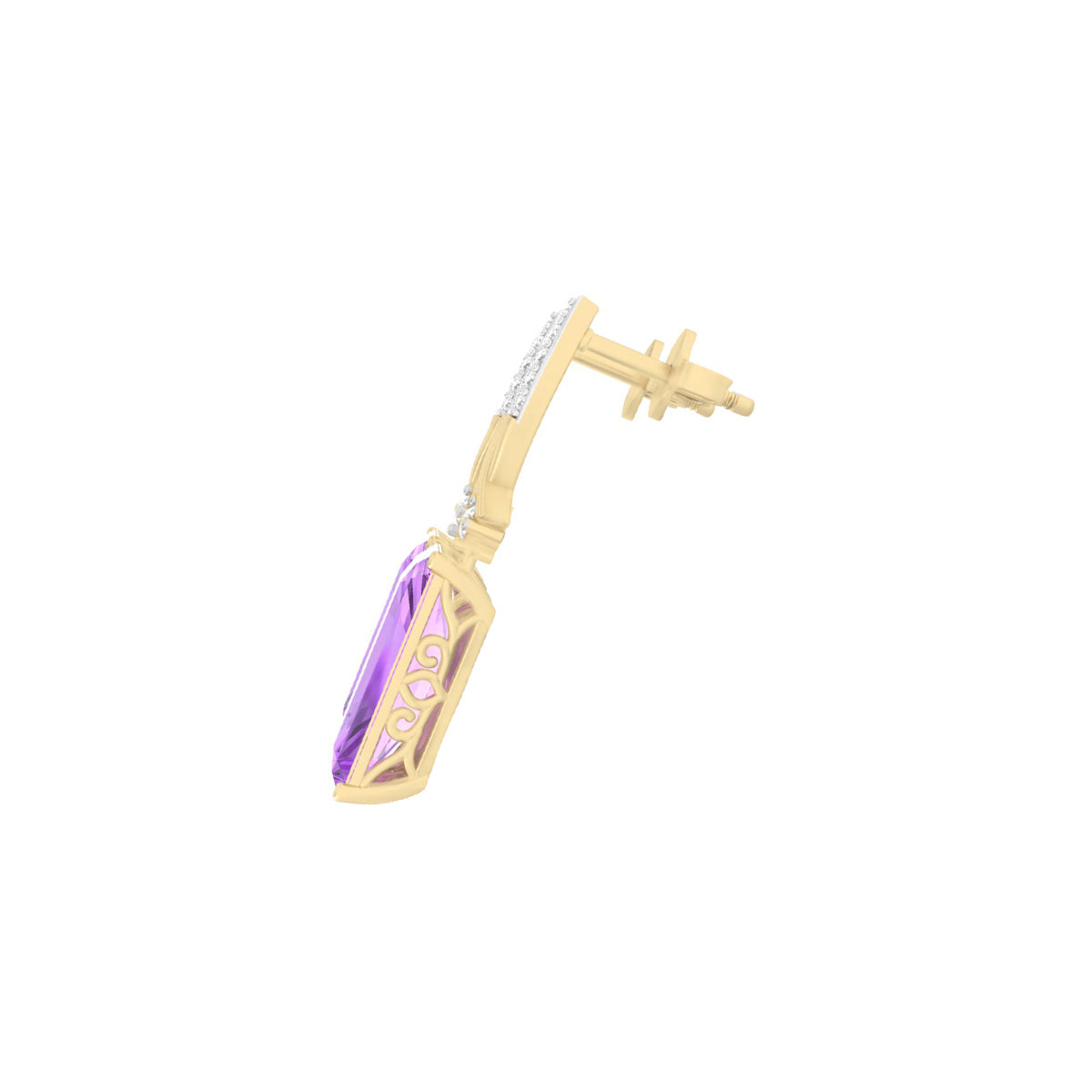 Pink Amethyst Earrings with White Diamond in 18Kt Gold 9.46cts