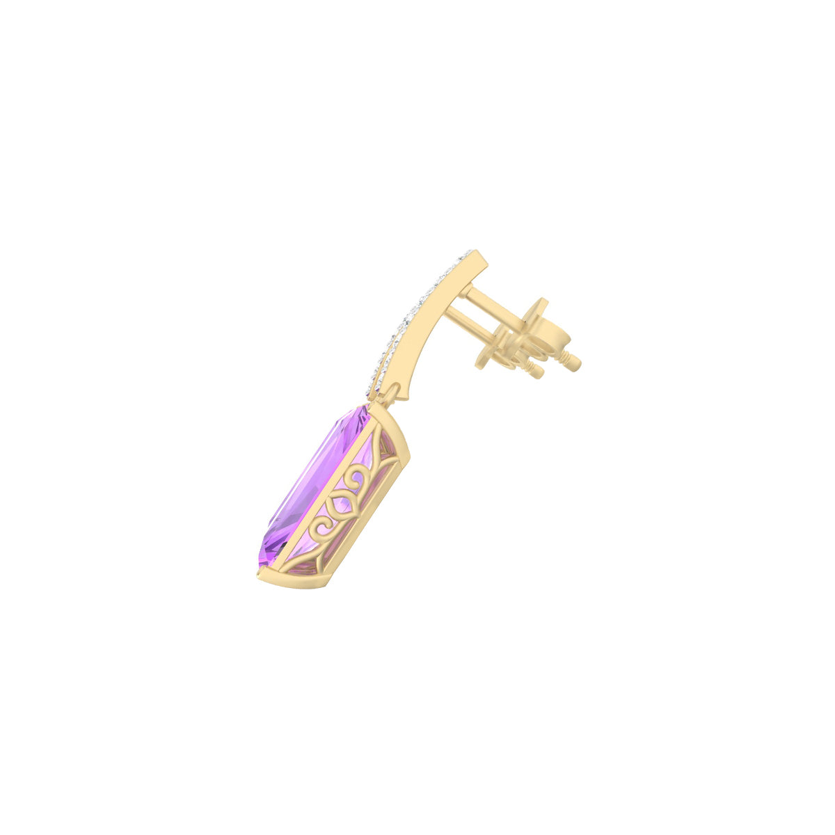 Pink Amethyst Earrings with White Diamond in 18Kt Gold 9.45cts
