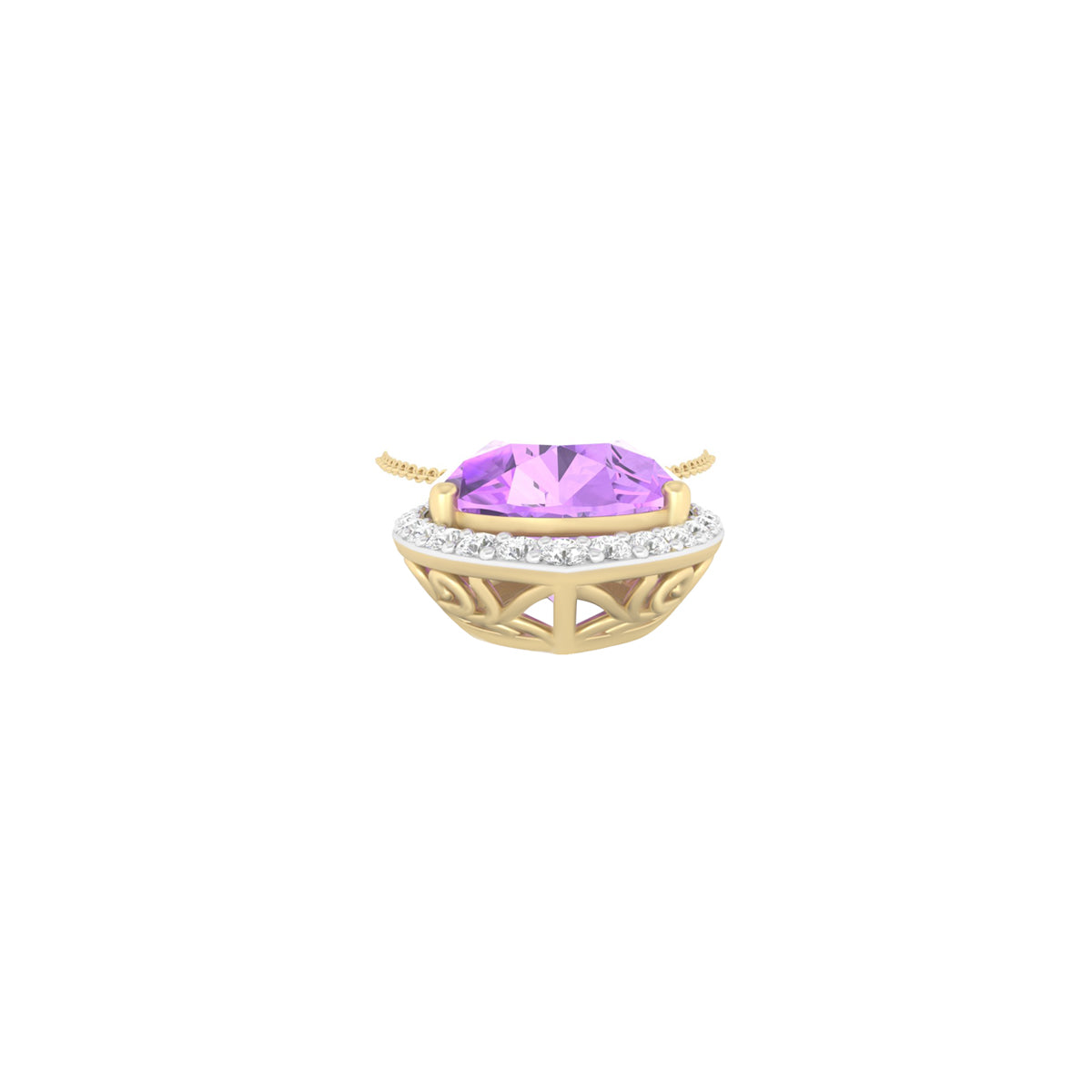 Pink Amethyst Pendant with White Diamond in 18Kt Gold 5.33cts