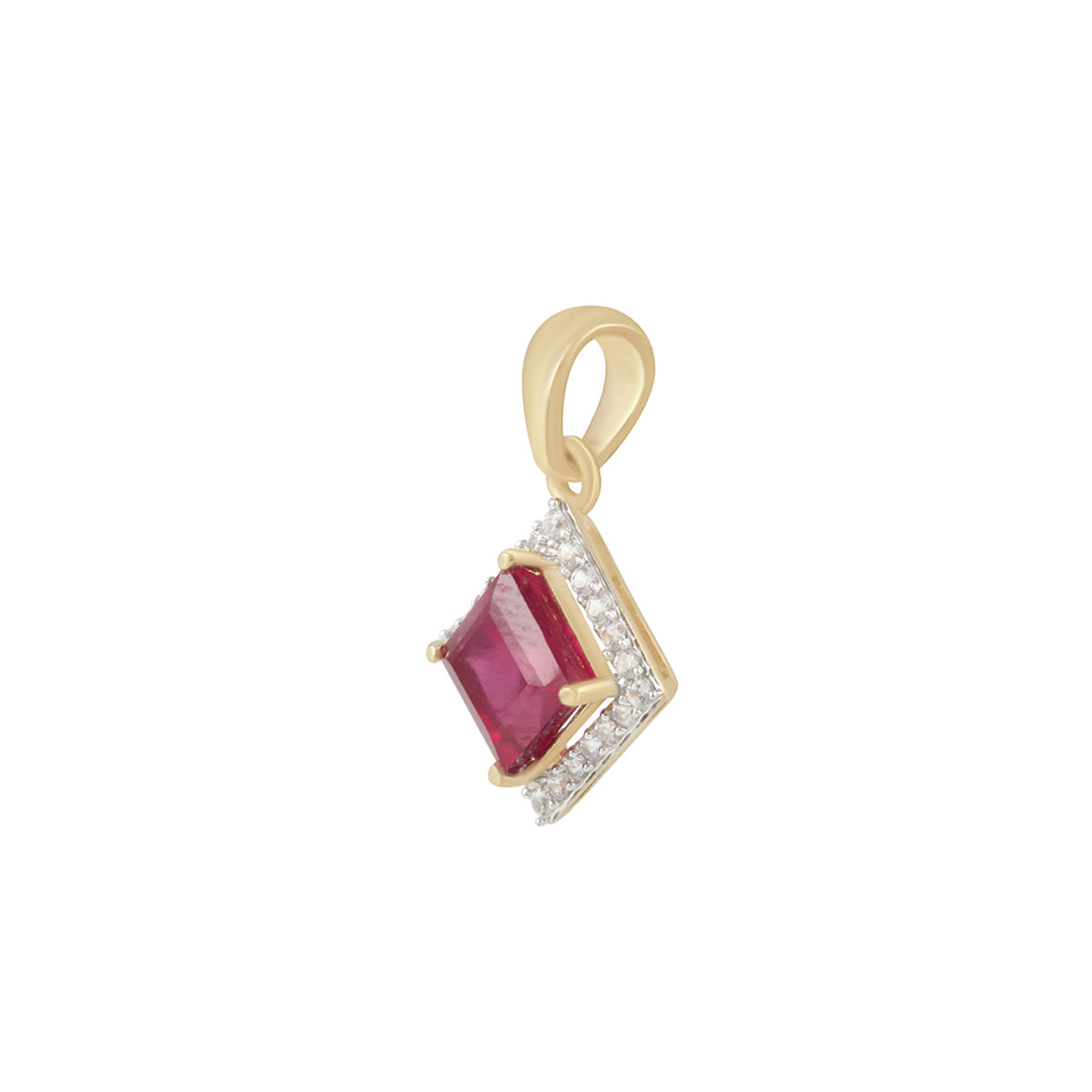 Ruby Pendant with White Diamond in 14KT Gold 0.35cts.
