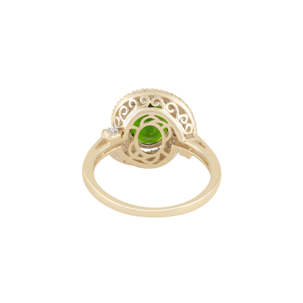 Chrome Diopside Ring with White Diamond in 14KT Gold 2.96cts.