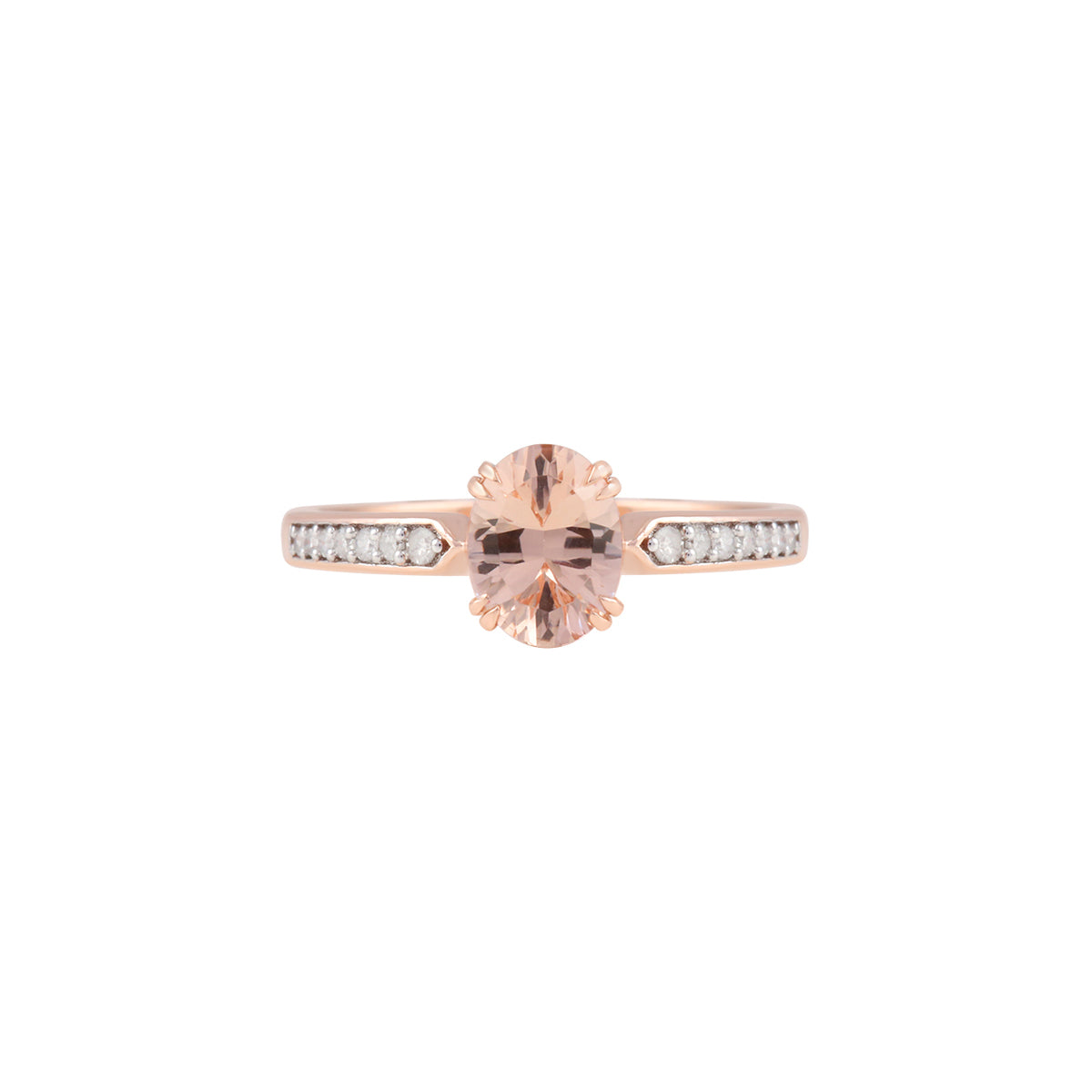 Morganite Rings with White Diamond in 14KT Rose Gold 1.24cts.
