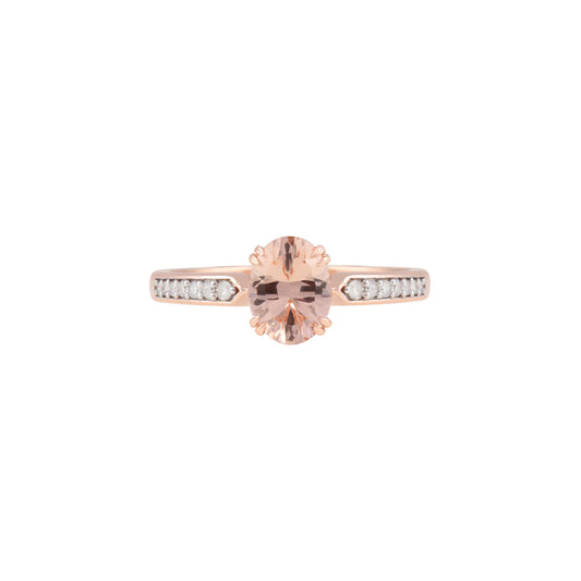 Morganite Rings with White Diamond in 14KT Rose Gold 1.24cts.