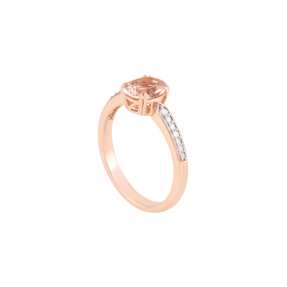 Morganite Rings with White Diamond in 14KT Rose Gold 1.24cts.