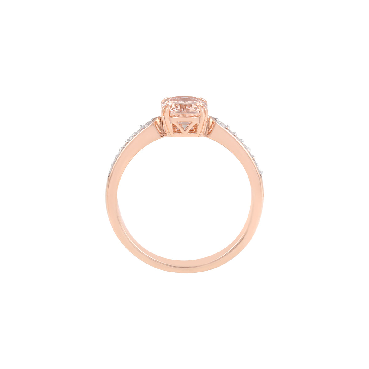 Morganite Rings with White Diamond in 14KT Rose Gold 1.24cts.