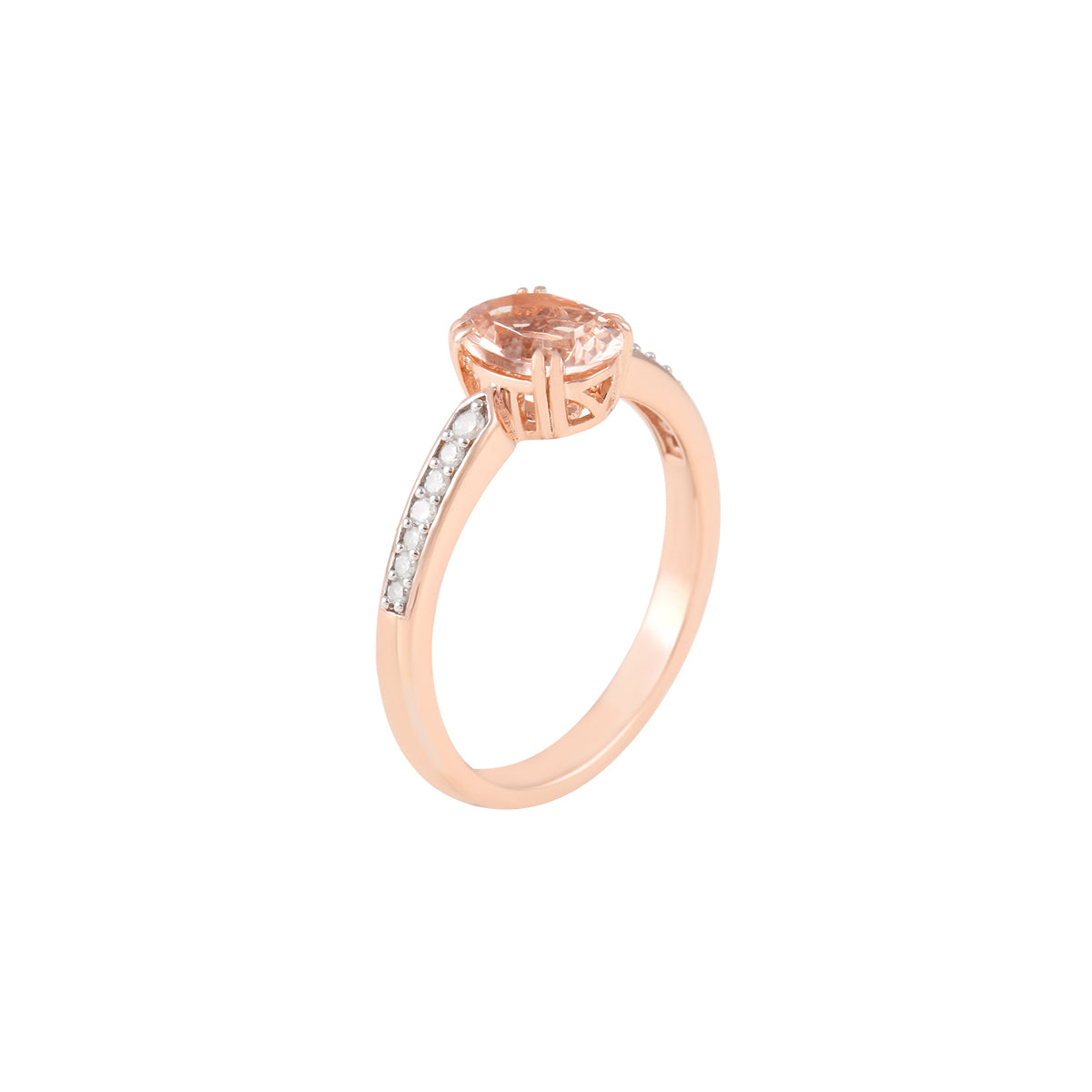Morganite Rings with White Diamond in 14KT Rose Gold 1.24cts.