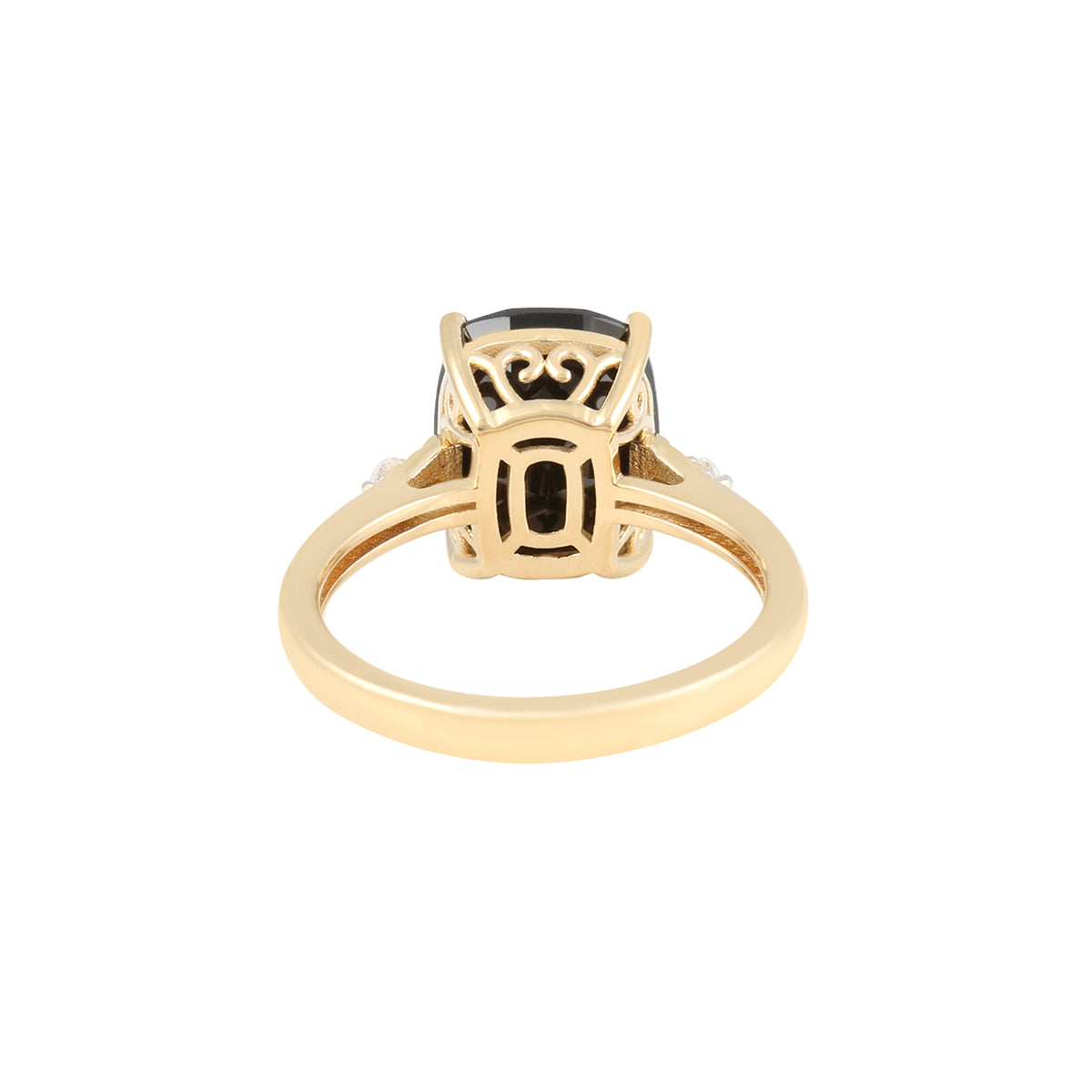Black Spinel Ring with White Diamond in 14KT Gold 5.34cts.