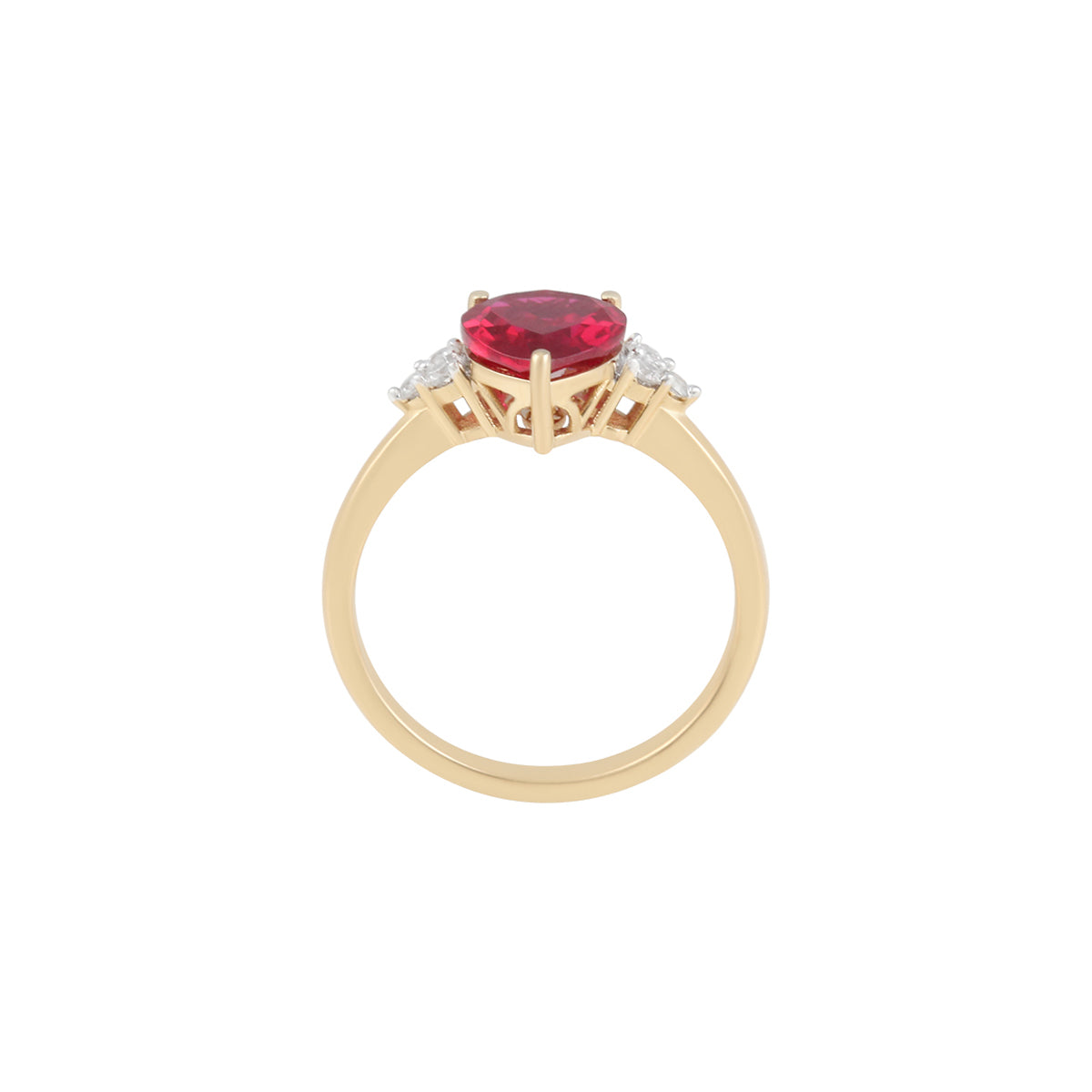 Ruby Ring with White Diamond in 14KT Gold 3.58cts.