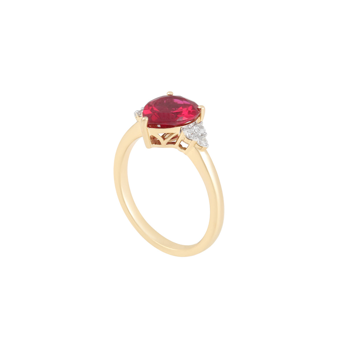 Ruby Ring with White Diamond in 14KT Gold 3.58cts.