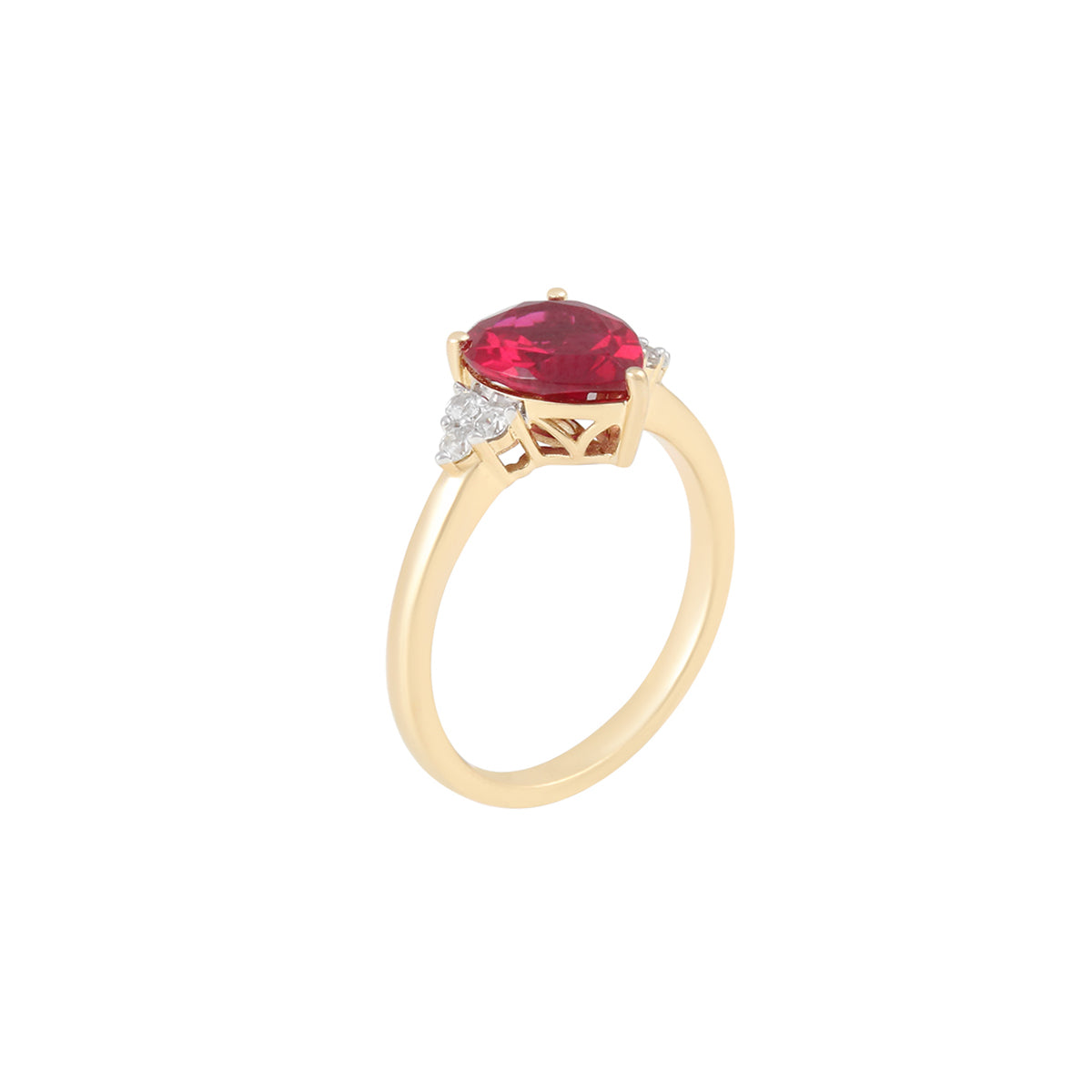 Ruby Ring with White Diamond in 14KT Gold 3.58cts.