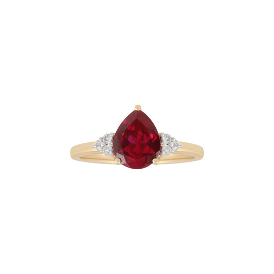 Ruby Ring with White Diamond in 14KT Gold 3.58cts.