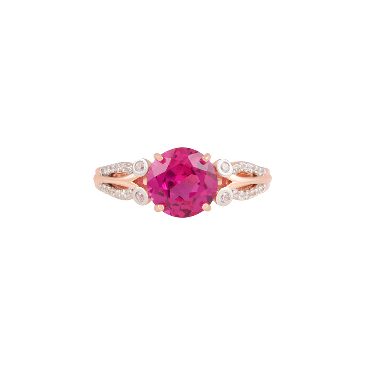 Pink Sapphire Ring with White Diamond in 14KT Gold 2.68cts.