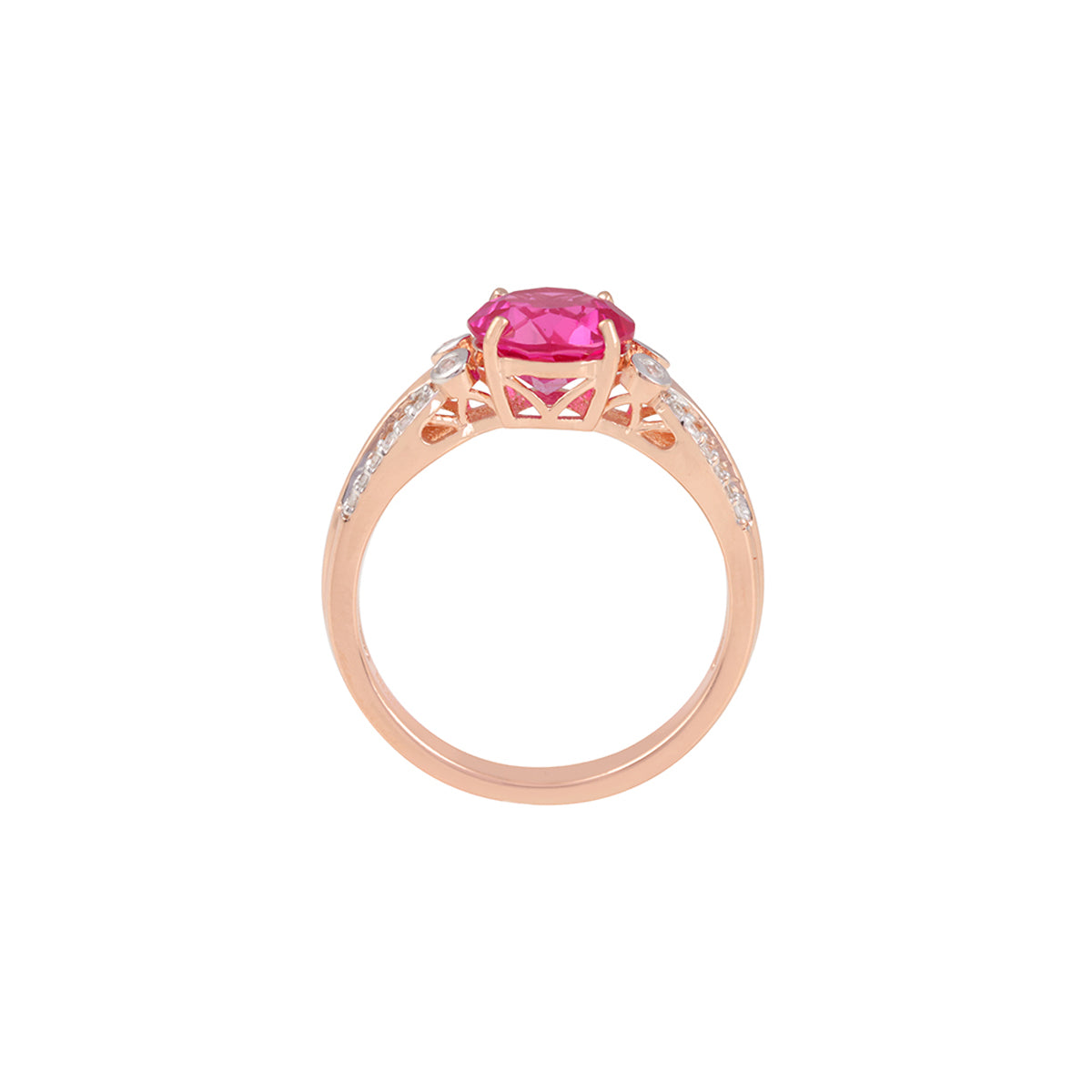 Pink Sapphire Ring with White Diamond in 14KT Gold 2.68cts.