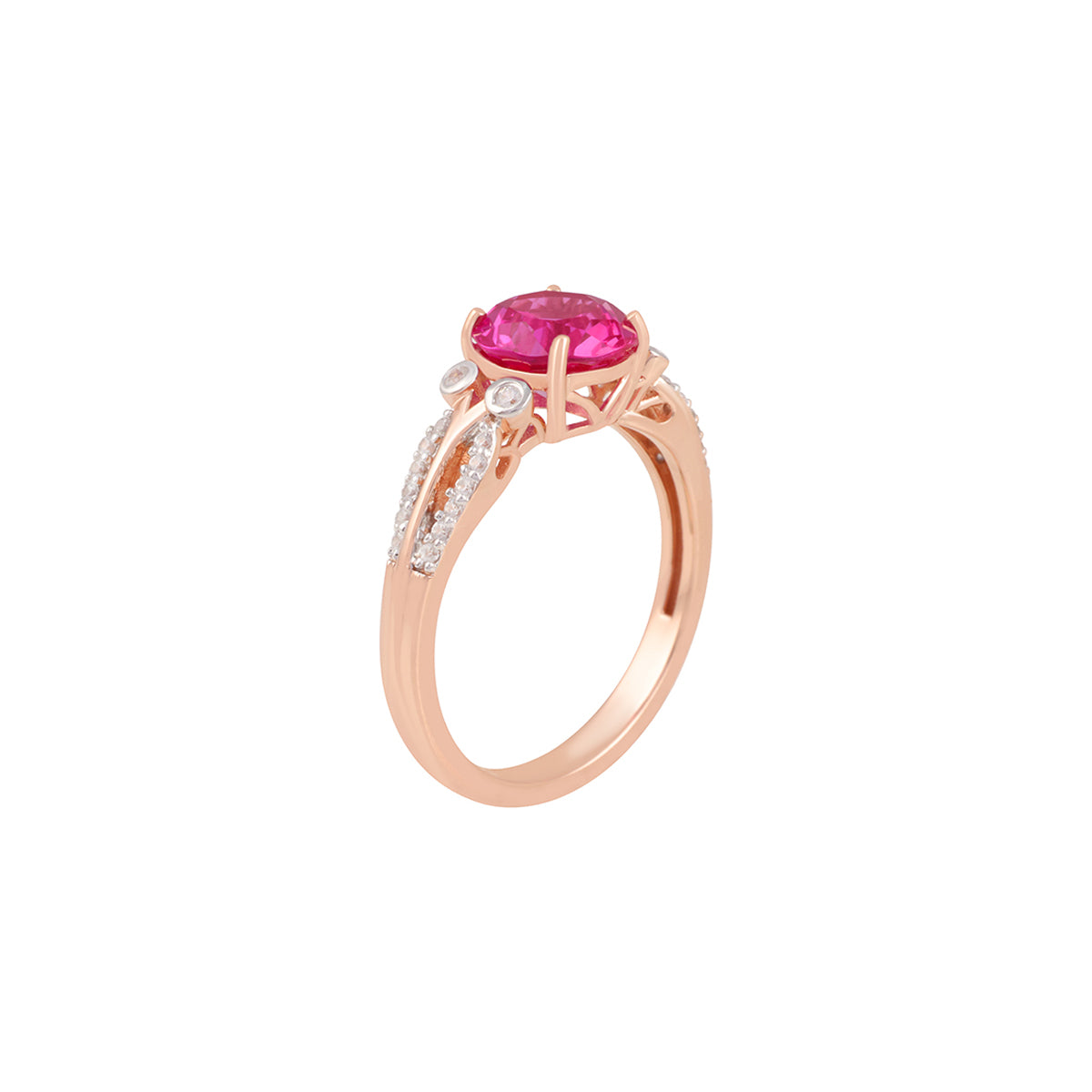 Pink Sapphire Ring with White Diamond in 14KT Gold 2.68cts.