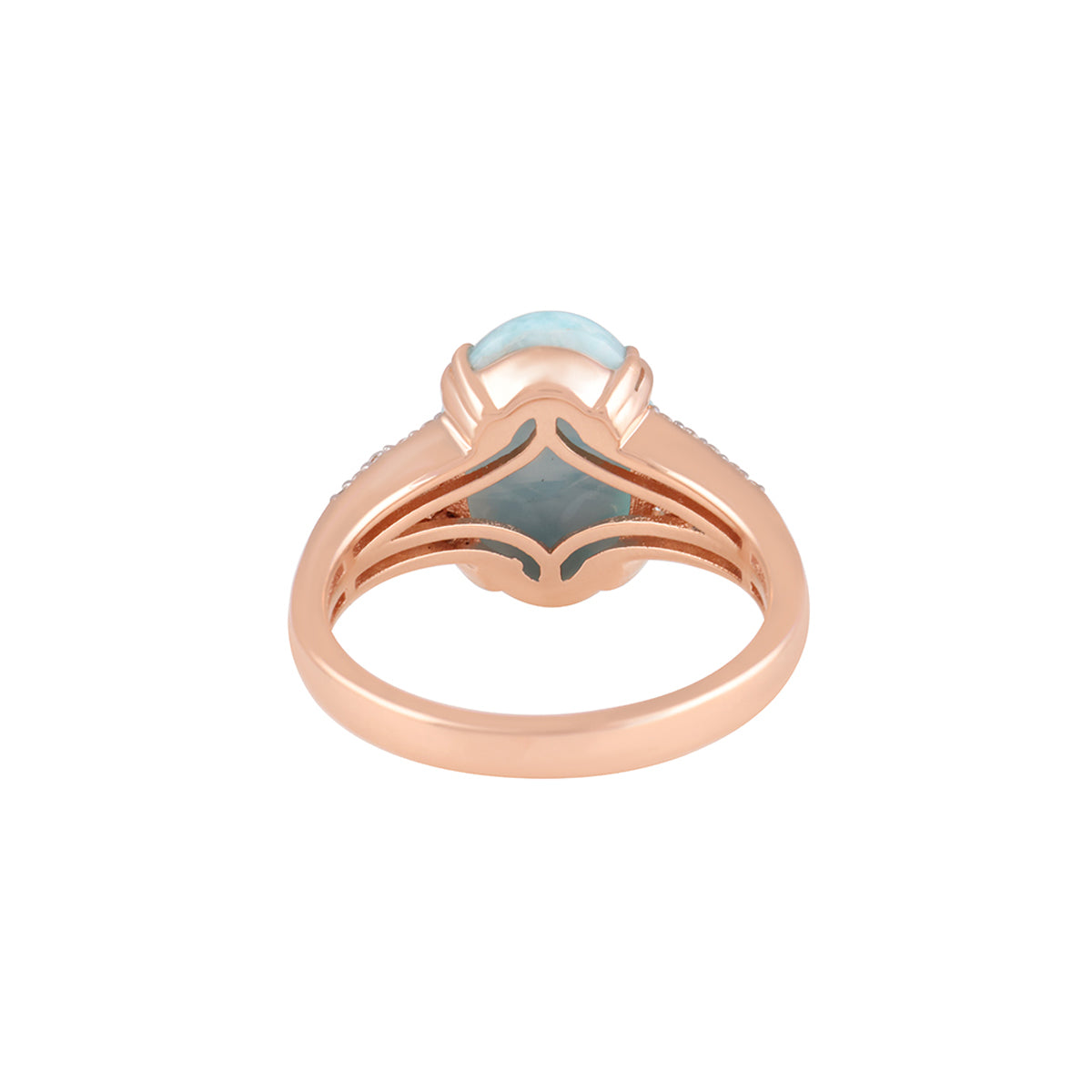 Larimar Ring with White Diamond in 14KT Rose Gold 6.21cts.