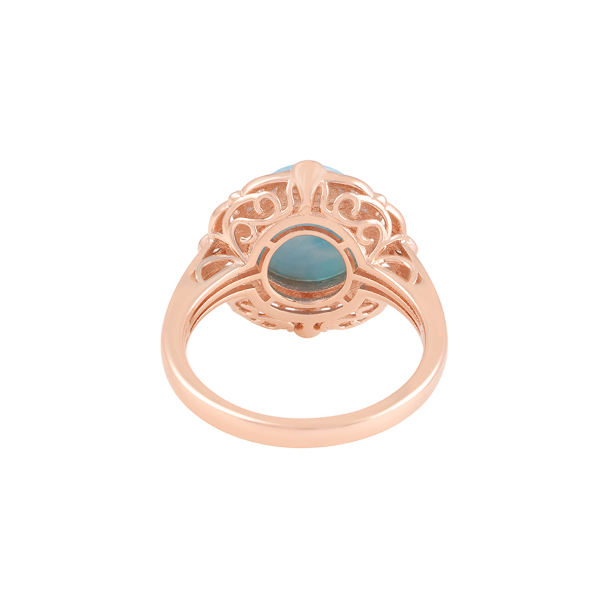 Larimar Rings with White Diamond in 14KT Gold 4.47cts.
