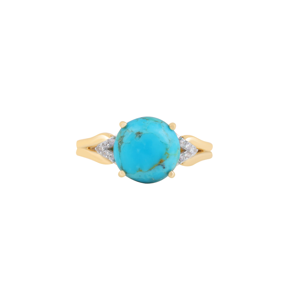 Turquoise Ring with White Diamond in 14KT Gold 2.63cts.