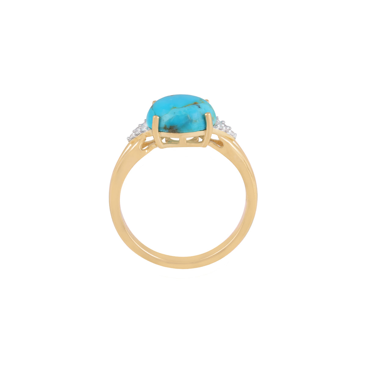 Turquoise Ring with White Diamond in 14KT Gold 2.63cts.